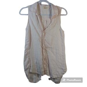 Bella Dahl Light Pink Linen Sleeveless Top Split Back Size M
